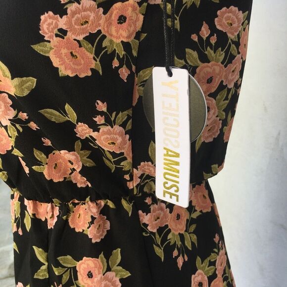 Amuse Society Sweeter Than You Black Flower Dress Size S - Picture 5 of 5
